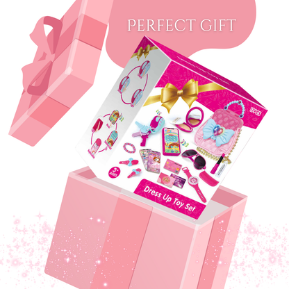 17-Piece Makeup Toy Set with Cosmetic Bag Pretend Play Toys for Girls 3+