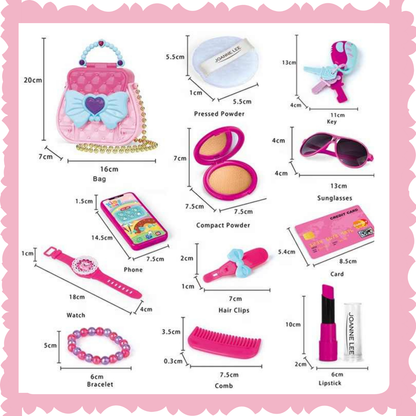 17-Piece Makeup Toy Set with Cosmetic Bag Pretend Play Toys for Girls 3+