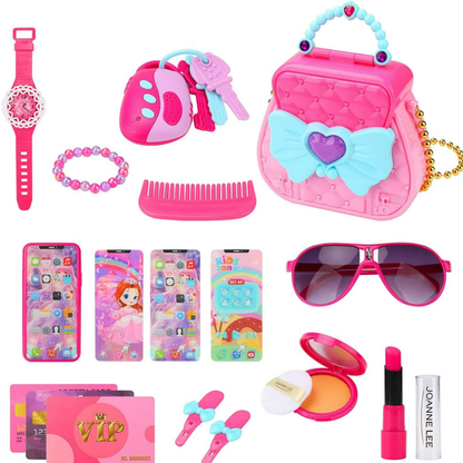 17-Piece Makeup Toy Set with Cosmetic Bag Pretend Play Toys for Girls 3+